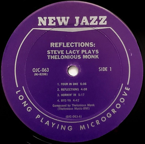 Image of Label Cover of 4614062C: LP - STEVE LACY, Reflections: Steve Lacy plays Thelonious Monk (Original Jazz Classics; OJC-063, US 1983 Reissue) Still In Stickered Shrinkwrap  VG+/VG+