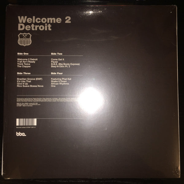 Image of Back Cover of 4524466E: LP - JAY DEE AKA J DILLA, Welcome 2 Detroit (BBE; BBEBGLP001, US 2018 Reissue, Clear/Black Swirl, Limited Edition of 500) Strong VG+, still in opened shrinkwrap  VG+/VG+