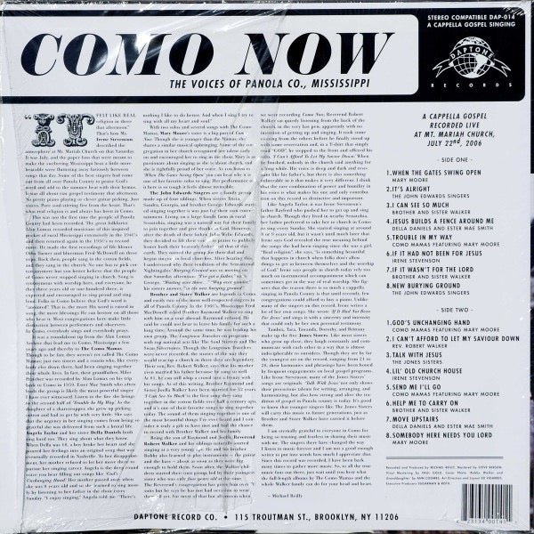 Image of Back Cover of 4614134C: LP - VARIOUS, Como Now: The Voices Of Panola Co., Mississippi (Daptone Records; DAP-014, US 2008) Still In Stickered Shrinkwrap  VG+/VG+