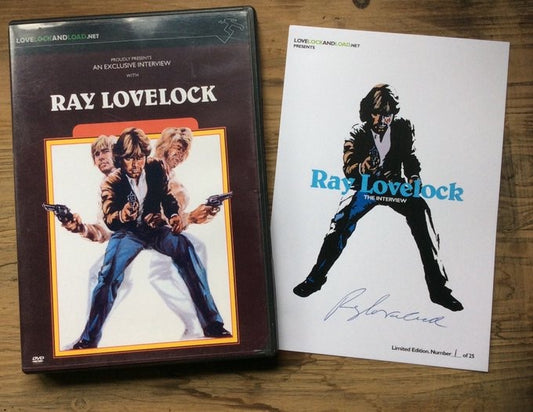 Image of Front Cover of DVD - VG+/VG - RAY LOVELOCK, Ray Lovelock, Exclusive Interview (LOVELOCKAND LOAD.NET; , Italy , DVD Case, Signed and Numbered Card, Ultra Limited Edition 25 of 25 ), Phtocopied Cover, Exclusive interview with cult actor Ray Lovelock (Living Dead at the Manchester Morgue, Live Like a Cop Die like a Cop, Queens of Evil), in Italian with English Subtitles. Comes with a signed and numbered card. Very limtied edition of 25 only.  - 4634085E