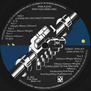 Image of Label Cover of LP - G+/G+ - PINK FLOYD, Wish You Were Here (Harvest; SHVL 814, UK 1975, Inner With 3 Cut Corners, No Postcard, 1st Press. Shine On Part V Credited to Wright-Waters-Gilmour), ,  - 4026330E