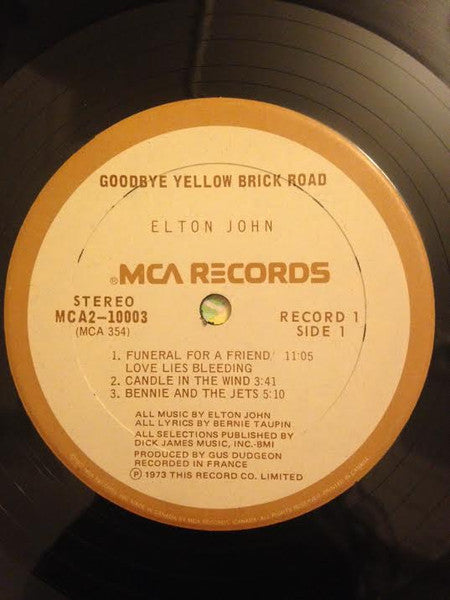 Image of Label Cover of 4644134S: 2xLP - ELTON JOHN, Goodbye Yellow Brick Road (MCA Records; MCA2-10003, Canada 1977 Reissue, Trifold Gatefold) All round strong VG  VG/VG