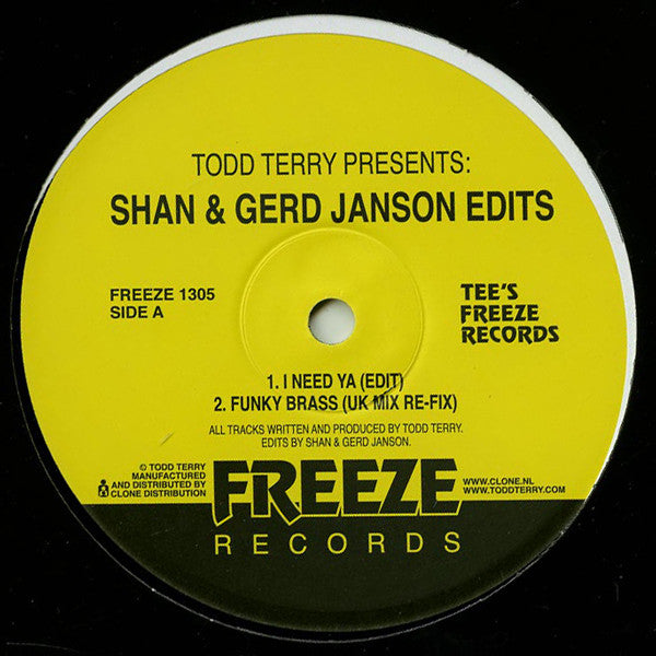 Image of Front Cover of 4644103S: 12" - TODD TERRY, Shan & Gerd Janson Edits (Freeze Records; FREEZE 1305, Netherlands 2015)   /VG+