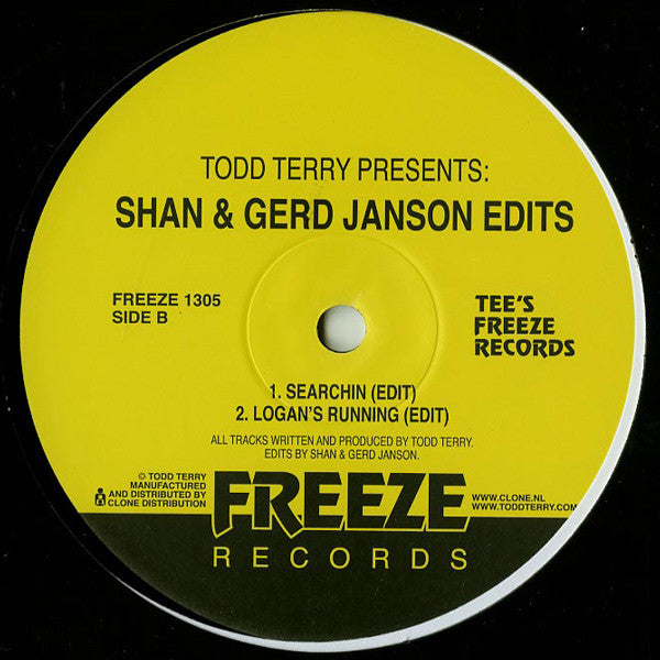 Image of Back Cover of 4644103S: 12" - TODD TERRY, Shan & Gerd Janson Edits (Freeze Records; FREEZE 1305, Netherlands 2015)   /VG+