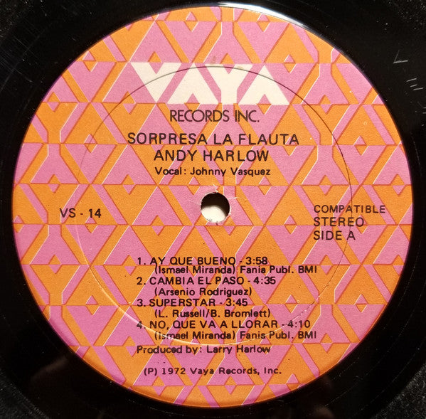 Image of Label Cover of 4644123S: LP - ANDY HARLOW, Sorpresa La Flauta (Vaya Records; VS-14, US 1972) Light mottling. Light edgewear.  VG/VG