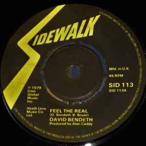 Image of Front Cover of 4624106E: 7" - DAVID BENDETH, Feel The Real/ Breakdown (Sidewalk; SID 113, UK 1979, 4 prong centre) Lightest of marks.  /VG+