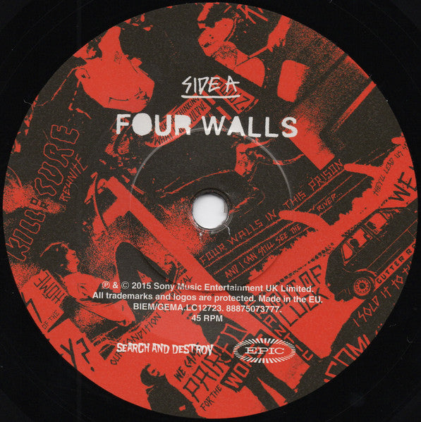 Image of Label Cover of 4624050E: 7" - WHILE SHE SLEEPS, Four Walls / Trophies Of Violence (Sony; 888750737779, Europe 2015, Record Store Day Limited Release 2015)   EX/EX