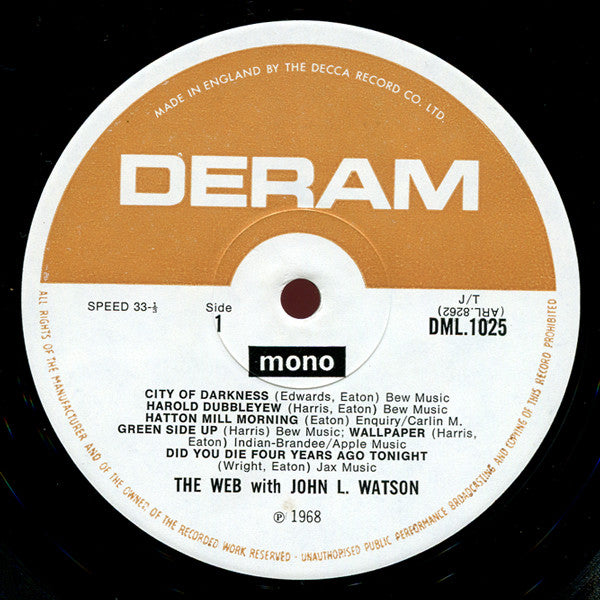 Image of Label Cover of 4624135E: LP - THE WEB, Fully Interlocking (Deram; DML 1025, UK 1968)   VG+/VG