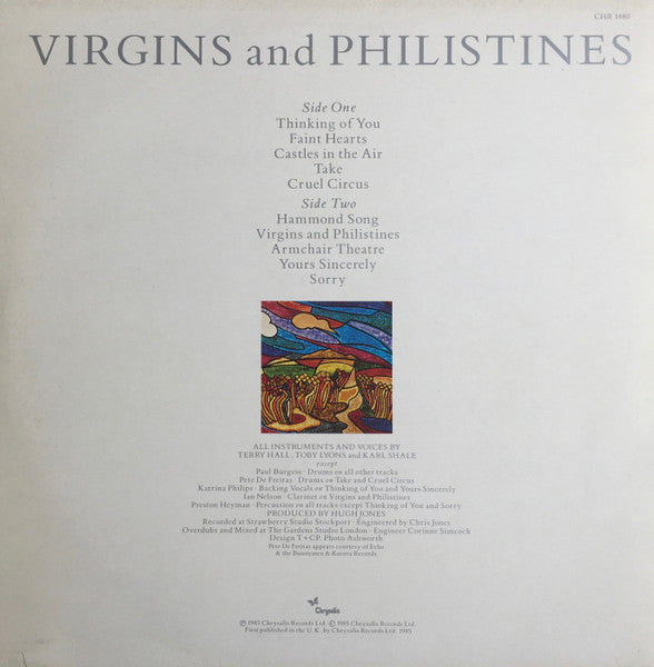 Image of Back Cover of 4614180C: LP - THE COLOUR FIELD, Virgins And Philistines (Chrysalis; CHR 1480, UK 1985, Hype Stickered Sleeve)   VG/VG