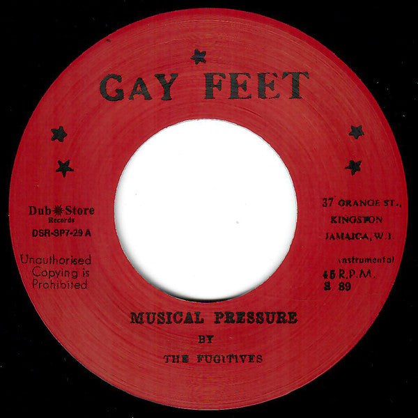 Image of Label Cover of 4624159E: 7" - THE FUGITIVES, Musical Pressure (Gay Feet; DSR-SP7-29, Japan 2017)   EX/EX