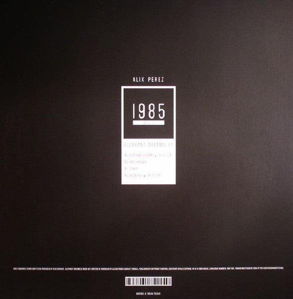 Image of Back Cover of 4644216S: 12" - ALIX PEREZ, Elephant Dreams EP (1985 Music; ONEF 001, UK 2016) Edge creasing.   VG/VG+