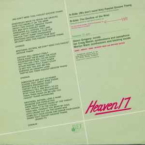 Image of Back Cover of 4614202C: 12" - HEAVEN 17, (We Don't Need This) Fascist Groove Thang (Virgin; VS 400-12, UK 1981, Picture Sleeve, "Porky" Side A, "BilBo" Side B Runouts)   VG/VG+