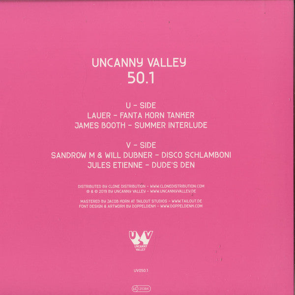 Image of Back Cover of 4644226S: 12" - VARIOUS, Uncanny Valley 50.1 (Uncanny Valley; UV050.1, Germany 2019)   VG+/VG+