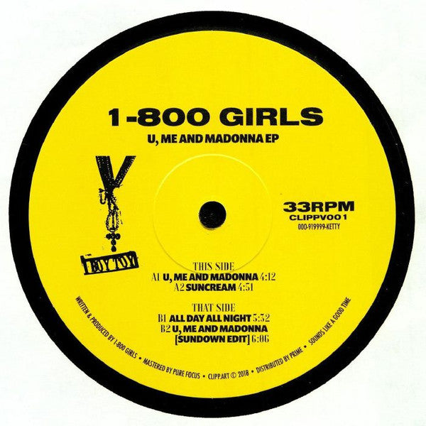 Image of Front Cover of 4644274S: 12" - 1-800 GIRLS, U, Me And Madonna EP (clipp.art; CLIPPV001, Australia 2019)   /VG+