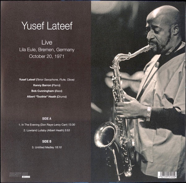 Image of Back Cover of 4614247C: LP - YUSEF LATEEF, Live 1971-10-20 Bremen, Germany (Honey Pie Records; HONEY046, Europe 2021)   VG/VG