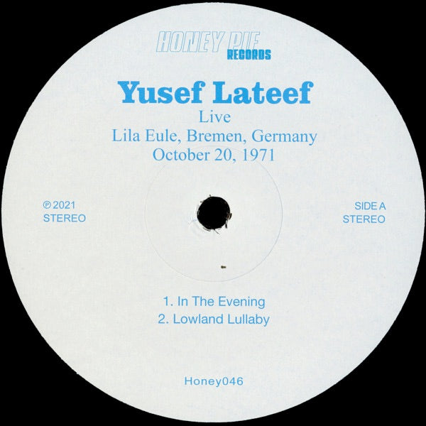 Image of Label Cover of 4614247C: LP - YUSEF LATEEF, Live 1971-10-20 Bremen, Germany (Honey Pie Records; HONEY046, Europe 2021)   VG/VG