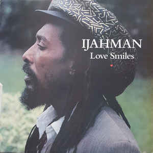 Image of Front Cover of 4614261C: LP - IJAHMAN LEVI, Love Smiles (Jahmani; JMI 1200, UK 1991) Light lines visible under bright lines, plays VG+. Good looking sleeve.  VG+/VG+