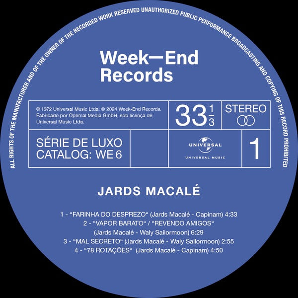 Image of Label Cover of 4614276C: LP - JARDS MACAL , Jards Macal  (Week-End Records; WE6, Germany 2024 Reissue, Insert) Light storage marks only  VG+/G+