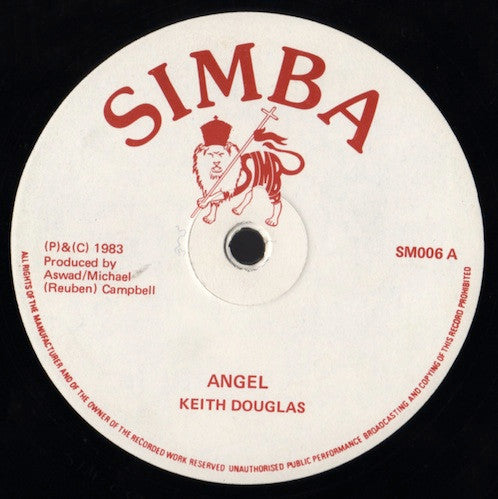 Image of Front Cover of 4614266C: 12" - KEITH DOUGLAS, Angel (Simba; SM 006, UK 1983, Dub Vendor Sleeve)   VG+/VG+