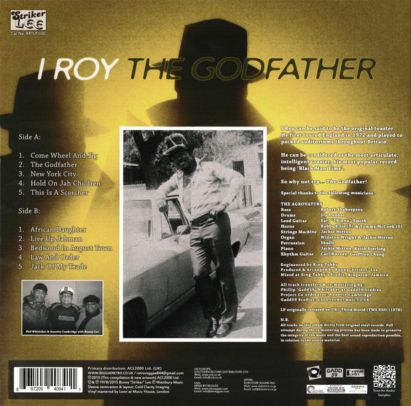 Image of Back Cover of 4614269C: LP - I-ROY, The Godfather (Striker Lee; TWS 930, UK 2015 Reissue, Coloured Vinyl)   VG+/VG+