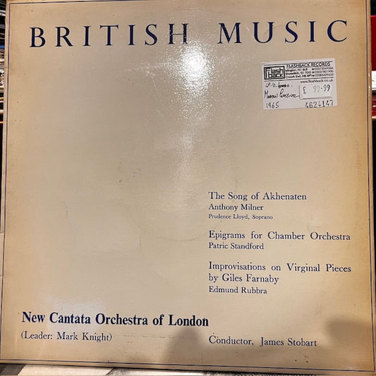 Image of Front Cover of 4314147E: LP - JAMES STOBART, NEW CANTATA ORCHESTRA OF LONDON, British Music: Milner: The Song of Akhenaten, Standford: Epigrams, Farnaby: Improvisations on Virginal Pieces (Sound News Productions; SNP LP 529, UK 1965, Laminated Flipback Sleeve)   VG+/VG+