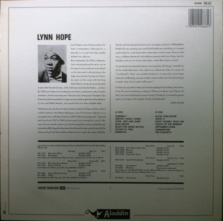 Image of Back Cover of 4644283S: LP - LYNN HOPE, Lynn Hope And His Tenor Sax... (Aladdin; 154 6661, France 1983) Slight ring wear.  VG+/VG+