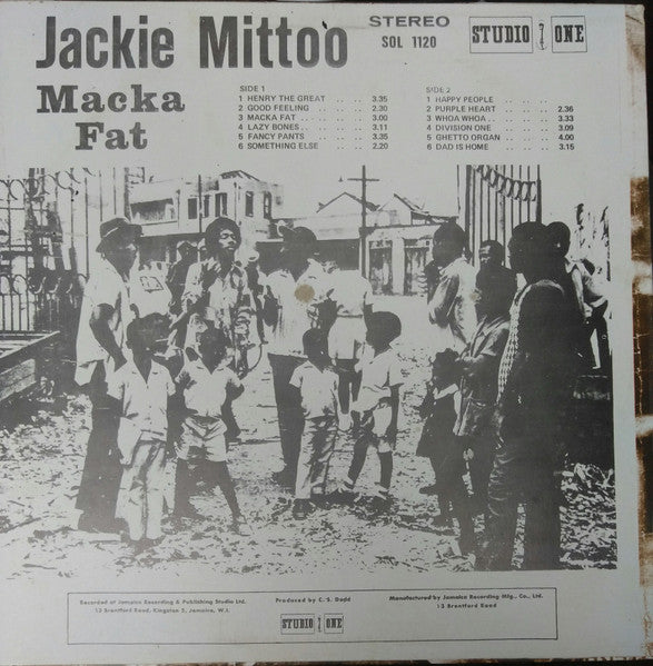 Image of Back Cover of 4614302C: LP - JACKIE MITTOO, Macka Fat (Studio One; SOL 1120, US 1990s Reissue) Beautiful copy.  VG+/VG+