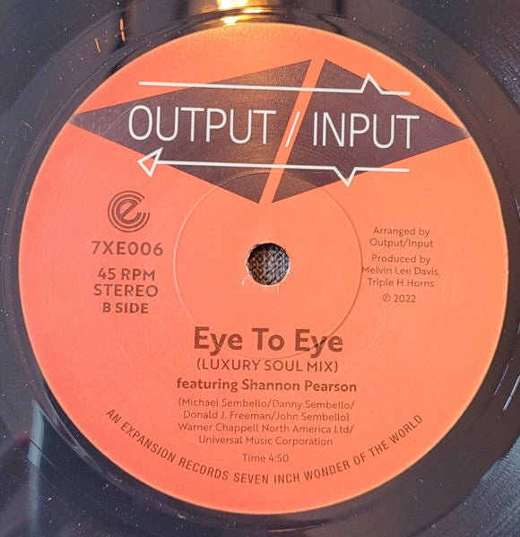 Image of Back Cover of 4614306C: 7" - OUTPUT/INPUT, Here We Go Again / Eye To Eye (Expansion; 7XE006, UK 2022)   /VG+