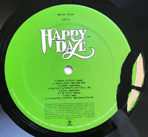 Image of Label Cover of 4644358S: LP - VARIOUS, Happy Daze (Volume One) (Island Records; ILPTV 1, UK 1990) Ligth edge wear on sleeve. Hairlines on disc with a bit of crackle.  VG/VG