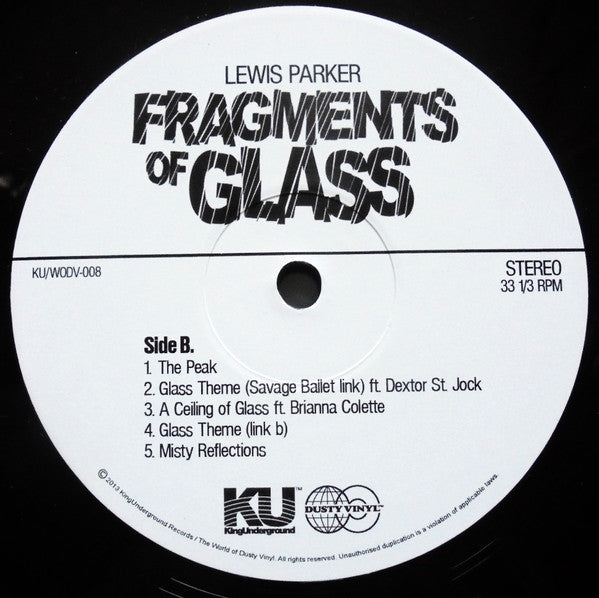 Image of Back Cover of 4624253E: 10" - LEWIS PARKER, Fragments Of Glass (From The Puzzle Episode Two: The Glass Ceiling LP) (KingUnderground Records; KU/WODV-008, UK 2014, Limited Edition)   /VG+