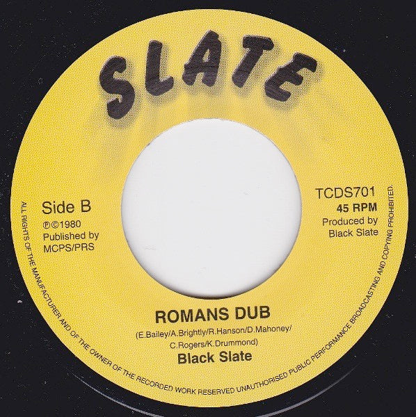 Image of Label Cover of 4614310C: 7" - BLACK SLATE, Romans (Slate; TCDS701, UK 2013, Picture Sleeve)   VG+/VG