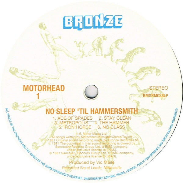 Image of Label Cover of 4614290C: LP - MOT RHEAD, No Sleep 'til Hammersmith (Sanctuary; BMGRM023LP, Europe 2015 Reissue, Inner, 180 Gram Vinyl)   VG+/VG