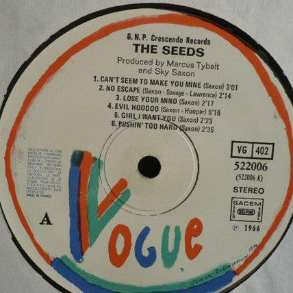 Image of Label Cover of 4624228E: LP - THE SEEDS, The Seeds (Vogue; 522006, France 1984 Reissue)   VG/VG