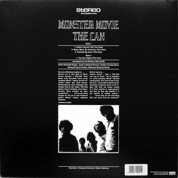 Image of Back Cover of 4624229E: LP - CAN, Monster Movie (Mute; XSPOON4, UK 2014 Reissue, Inner, Download Code) A few light hairlines only. Sleeve still in opened shrink.  VG+/VG