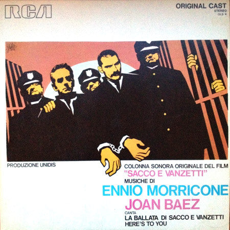 Image of Front Cover of 4644379S: LP - ENNIO MORRICONE / JOAN BAEZ, Sacco E Vanzetti (Colonna Sonora Originale Del Film) (RCA Original Cast; OLS 4, Italy 1971) Some stains on sleeve, vinyl in great condition  VG/VG+