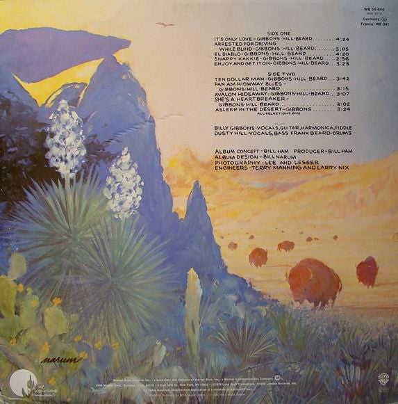 Image of Back Cover of 4614305C: LP - ZZ TOP, Tejas (Warner Bros. Records; WB 56605, France 1980 Reissue, Tri-Fold Sleeve, Inner) Strong VG, two or three cosmetic lines.  VG/VG