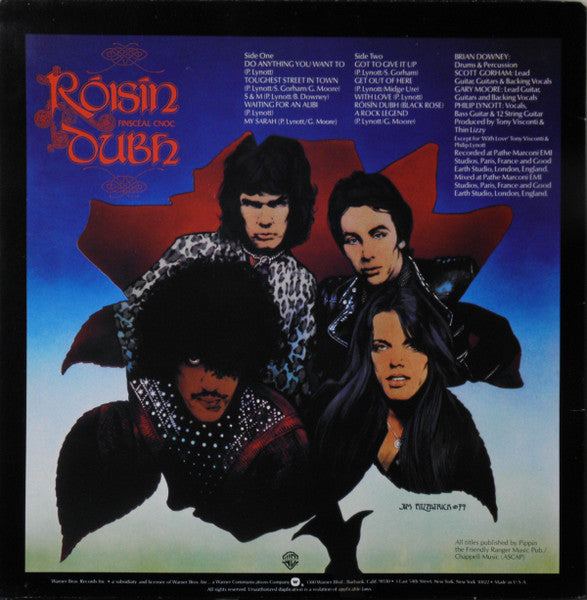 Image of Back Cover of 4644436S: LP - THIN LIZZY, Black Rose (A Rock Legend) (Warner Bros. Records; BSK 3338, US 1979, Inner) Cut-out (Notched). Edge and Ring Wear  G+/VG