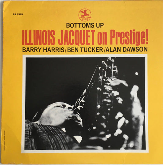 Image of Front Cover of 4644470S: LP - ILLINOIS JACQUET, Bottoms Up - Illinois Jacquet On Prestige! (Prestige; PR 7575, US 1968, Pasteback Sleeve) Sleeve is a Strong VG, ring wear and light edge wear. Writing on back of sleeve.  VG/VG+