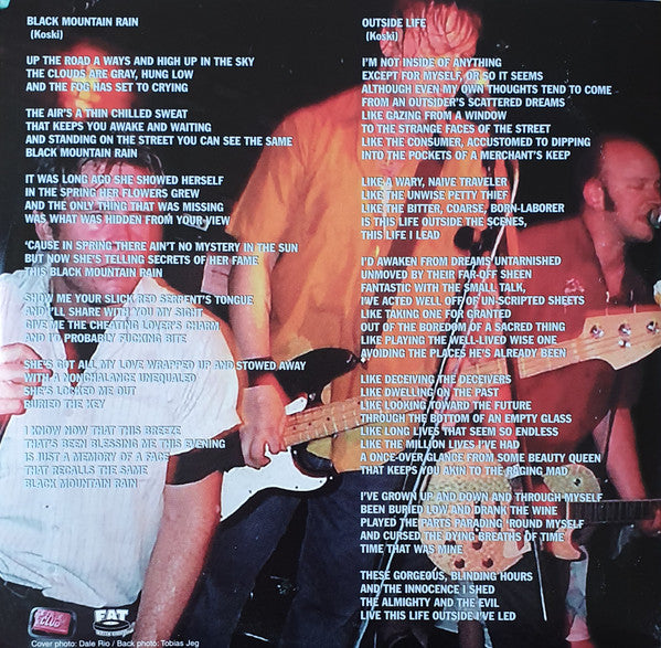 Image of Back Cover of 4624282E: 7" - SWINGIN' UTTERS, Black Mountain Rain / Outside Life (Fat Wreck Chords ; FAT207-7, US 2001, Picture Sleeve, Clear Red Vinyl, Fat Club Release) Strong VG+, Corner Bumps  VG+/VG+