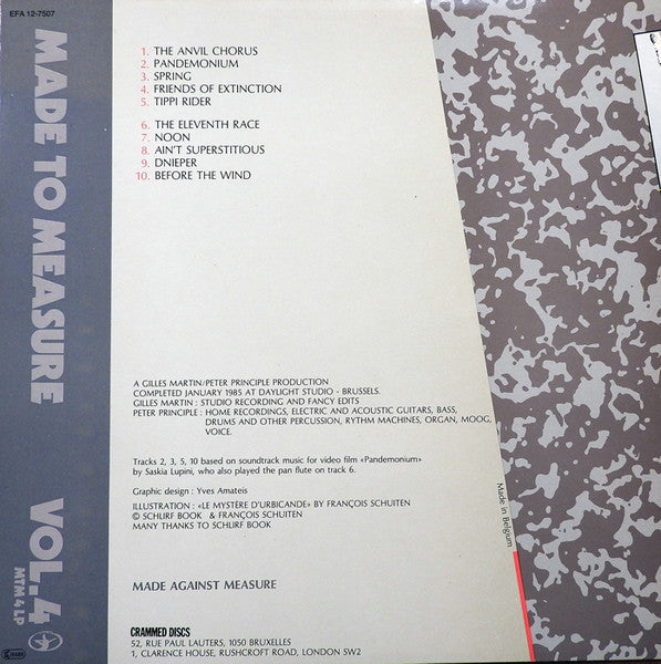 Image of Back Cover of 4644450S: LP - PETER PRINCIPLE, Sedimental Journey (Crammed Discs; MTM 4 LP, Benelux 1985)   VG/VG+