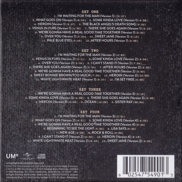 Image of Back Cover of 4634170E: 4xCD - THE VELVET UNDERGROUND, The Complete Matrix Tapes (UMe; 00602547549013, Europe 2015, Box Set, Inner)   EX/EX