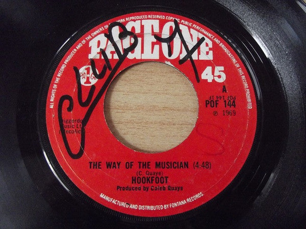 Image of Front Cover of 4624310E: 7" - HOOKFOOT, The Way Of The Musician / Hookfoot (Page One ; POF 144, UK 1969, Company Sleeve) Stains And Writing On Sleeve  VG/VG+