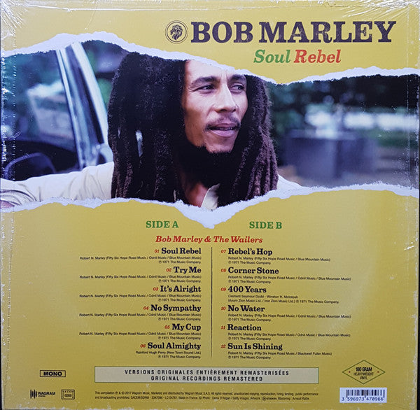 Image of Back Cover of LP - EX/EX - BOB MARLEY AND THE WAILERS, Soul Rebel (Wagram Music; 3347096, France 2017 Reissue, Mono, 180 Gram Vinyl), ,  - 0816532C