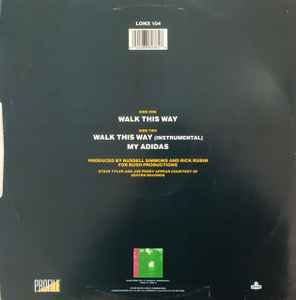 Image of Back Cover of 4344351S: 12" - RUN DMC, Walk This Way / My Adidas (London; LONX 104, UK 1986, Picture Sleeve)   VG+/VG+