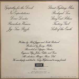 Image of Back Cover of 4744023S: LP - THE ROLLING STONES, Beggars Banquet (Decca Blue Boxed; SKL 4955, UK 1978 Reissue, Laminated Gatefold Sleeve) Beautiful LP and cover, extremely tiny amount of foxing on cover, in Decca poly-lined paper inner  VG+/VG+