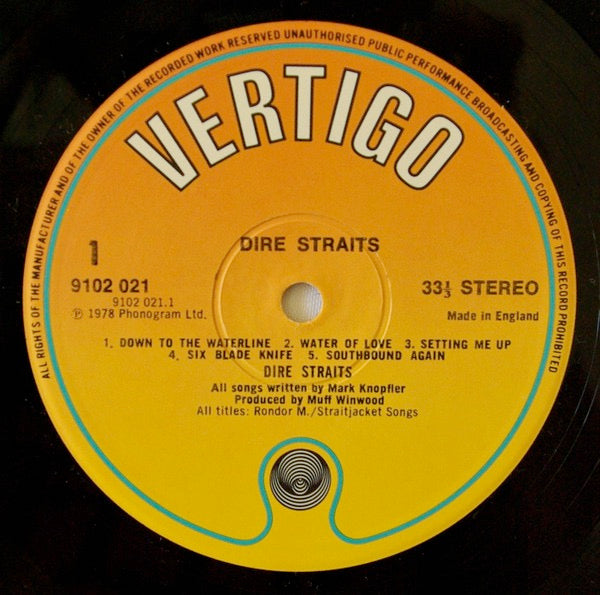 Image of Label Cover of LP - VG/VG+ - DIRE STRAITS, Dire Straits (Vertigo; 9102 021, UK 1982 Reissue, Inner), Edge and Ring Wear,   - 4246434S