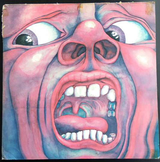 Image of Front Cover of 4724081E: LP - KING CRIMSON, In The Court Of The Crimson King (An Observation By King Crimson) (Island Pink Rim; ILPS 9111, UK 1970, Gatefold, No printer information on sleeve or label.)   G+/VG