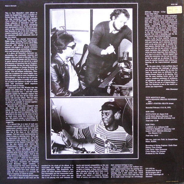 Image of Back Cover of 4724051E: LP - TETE MONTOLIU TRIO, Tootie's Tempo (SteepleChase; SCS 1108, Denmark 1979) Close to EX  VG+/VG+