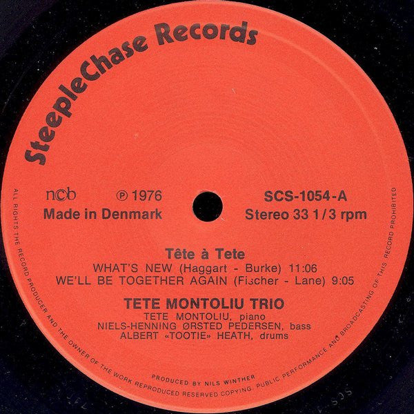 Image of Label Cover of 4724134E: LP - TETE MONTOLIU TRIO, T te   Tete (SteepleChase ; SCS-1054, Denmark 1976)   VG+/EX