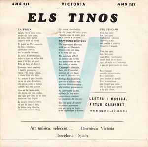 Image of Back Cover of 4724156E: 7" EP - ELS TINOS, La Troca / Capvespre D'Hivern / Les Dotze / Fes, Fes, Cami (Victoria; AMS 151, Spain 1969) Light marks. Looks to be signed by 5 members of the band.  /VG